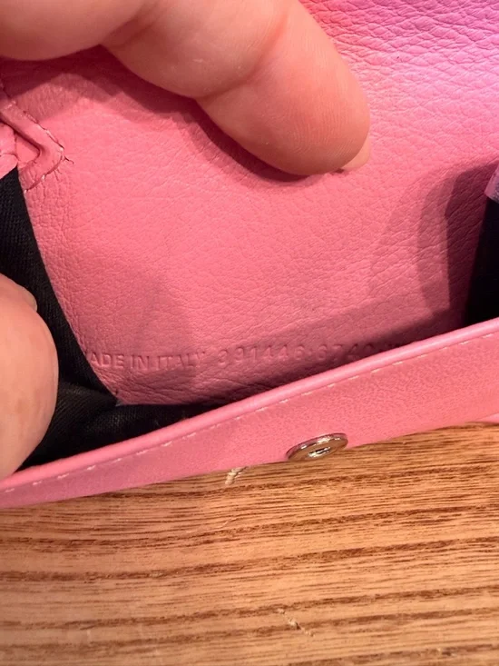Balenciaga Micro Wallet Smooth Pink Leather Trifold w Coin Pocket Card Slots EUC - Picture 9 of 17